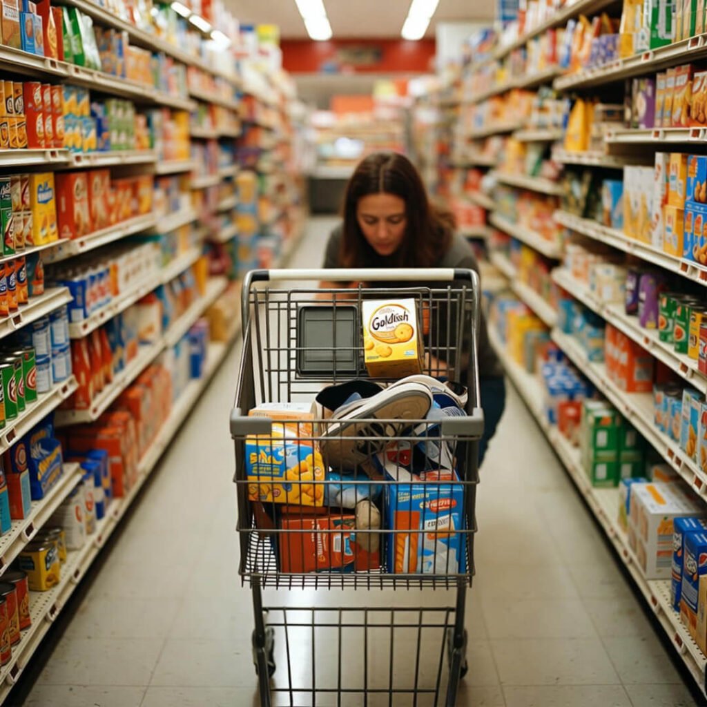 Selfie-gone-wrong with fractured mirror and fake refund, tying into child tax credit update 2025 joys and jitters.