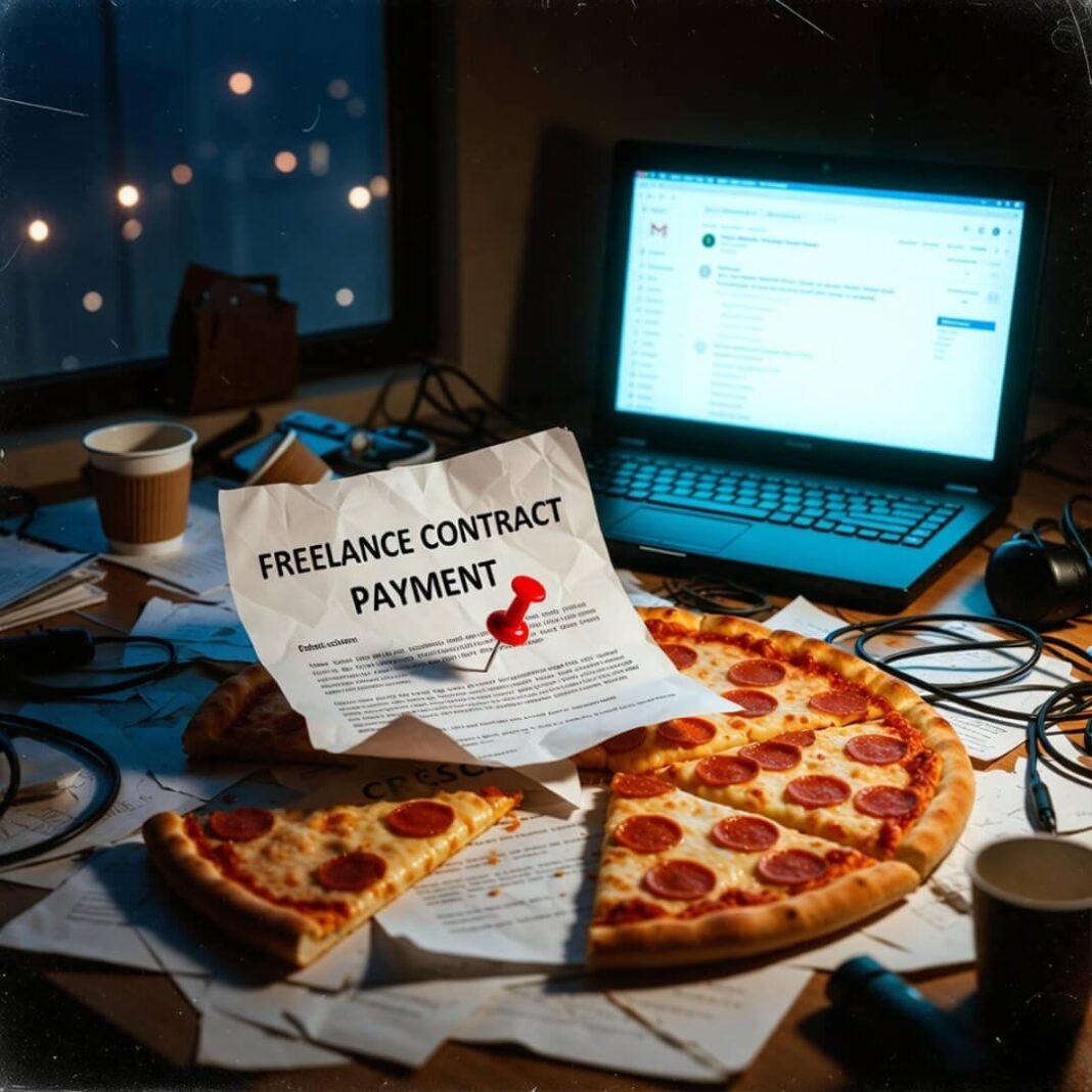 Crumpled contract pinned through 