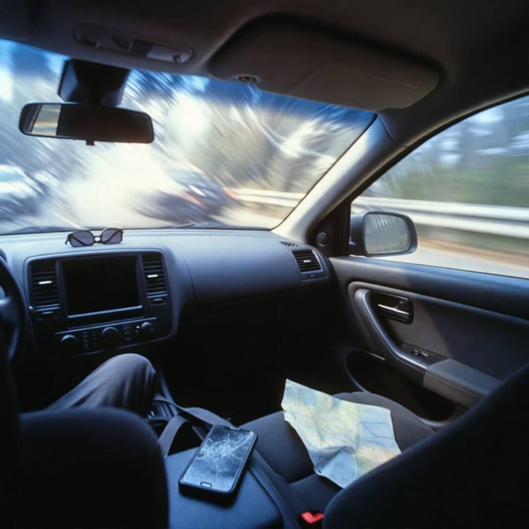 Blurry crash aftermath with wallet woes and gremlin regrets.